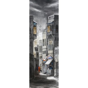 G. N. Qazi, 12 x 36 Inch, Acrylic on Canvas, Cityscape Painting, AC-GNQ-024